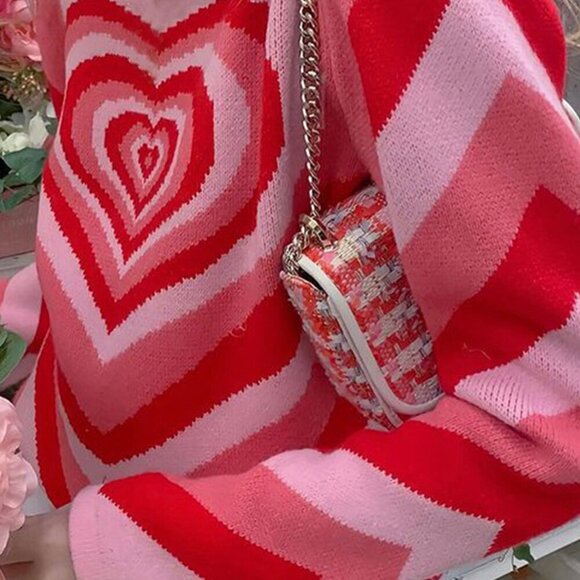 NWT Pink Heart Mock Neck Long Sleeve Sweater - Picture 9 of 13